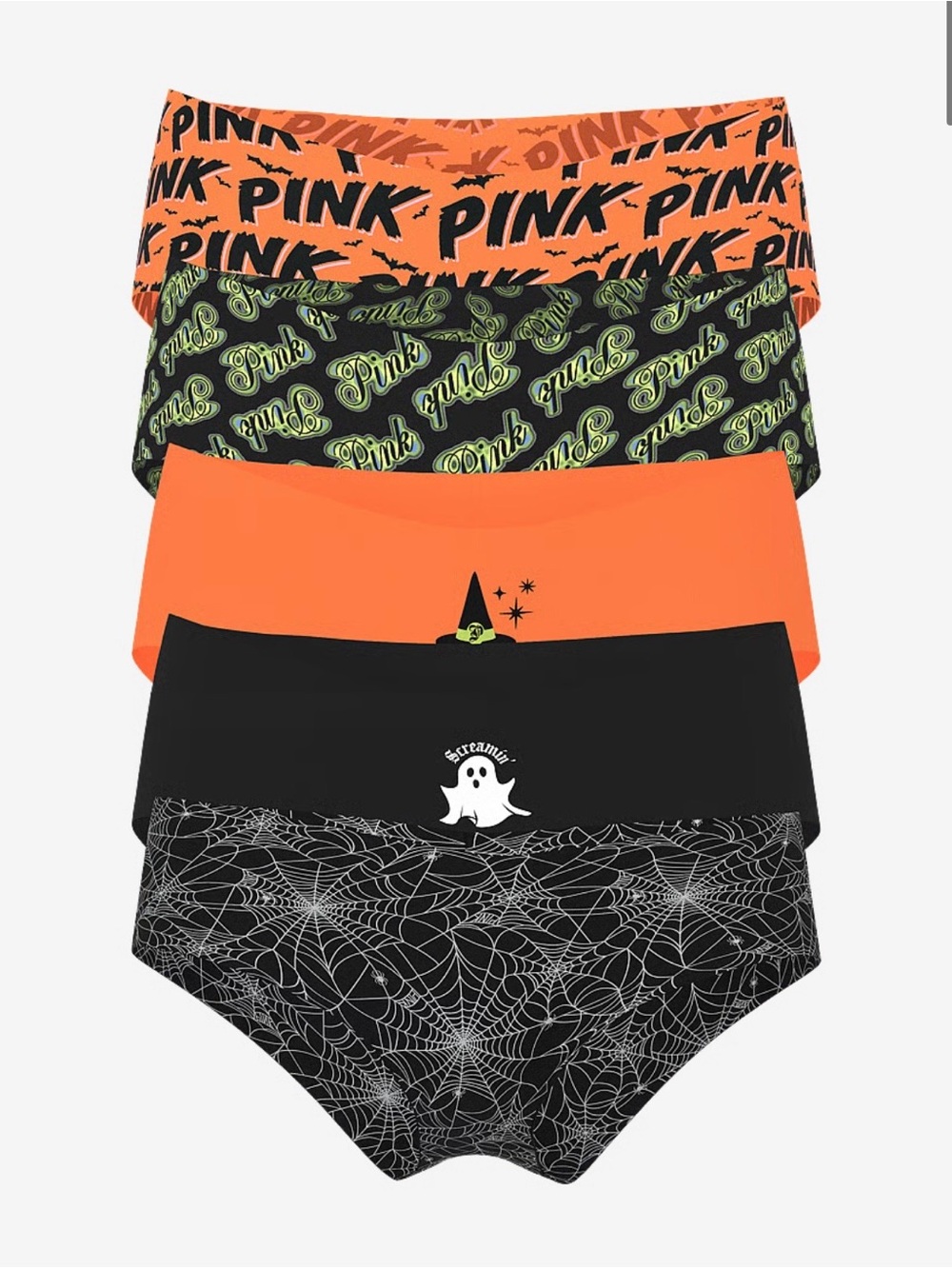 BWNT Victoria's Secret VS PINK Halloween No-Show Cheeky Panties 5-Pack